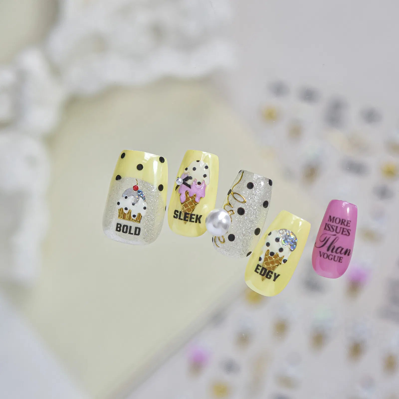 Ice Cream Cake Nail Stickers | Kawaii Dessert Nail Art Decals - image 3