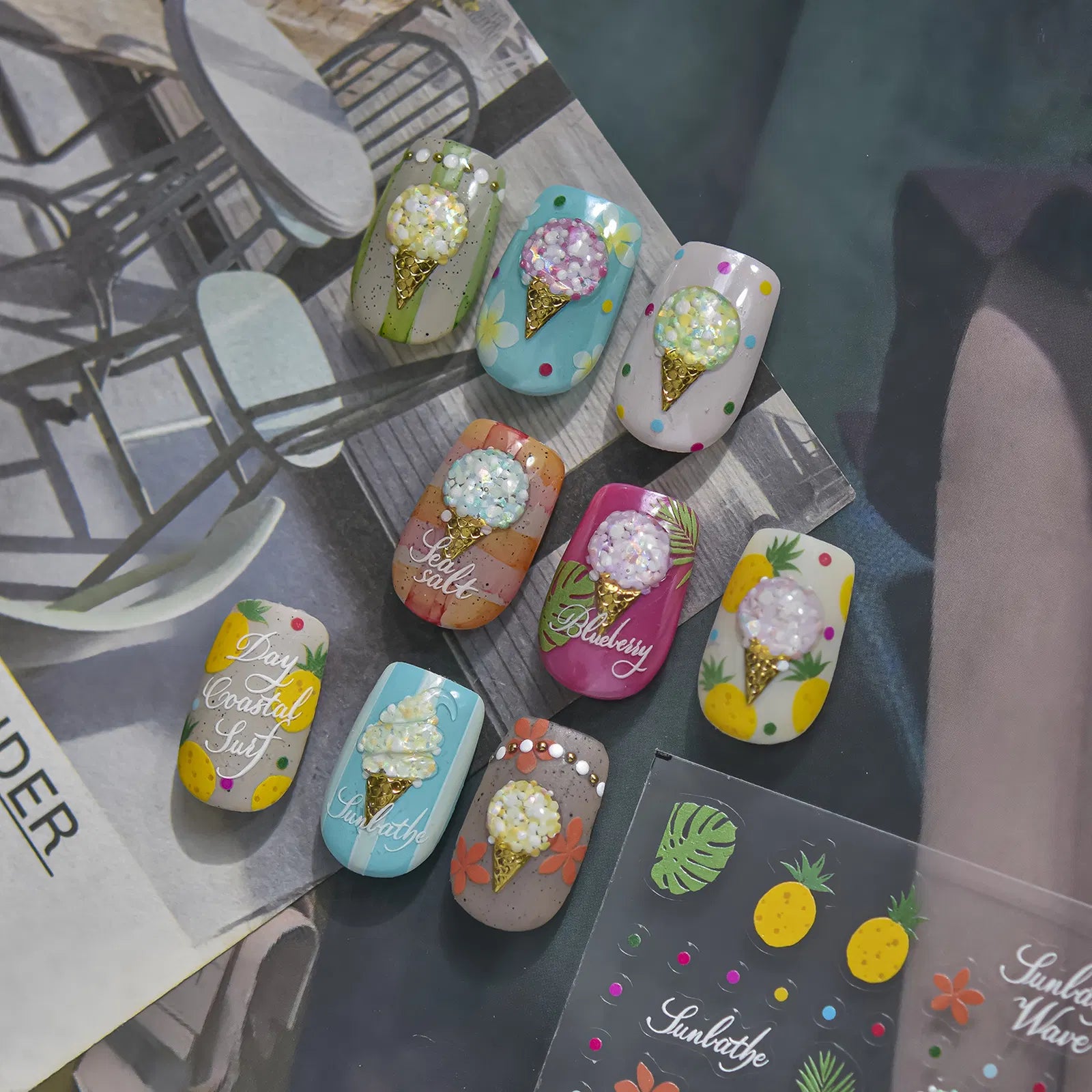 Ice Cream Cake Nail Stickers | Kawaii Dessert Nail Art Decals - image 4
