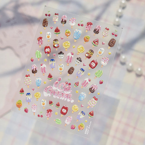 Ice Cream Party Nail Stickers | Kawaii Dessert Nail Art Decals - image 3