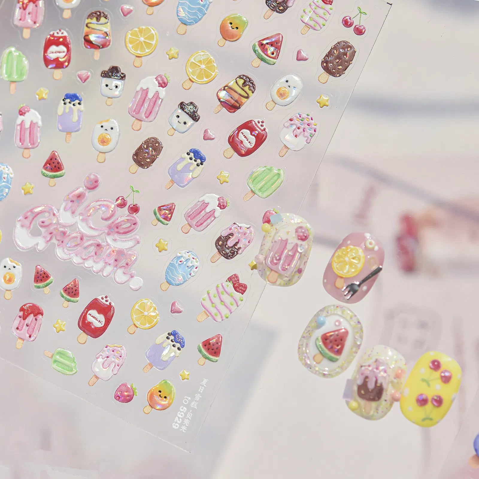 Ice Cream Party Nail Stickers | Kawaii Dessert Nail Art Decals - image 5