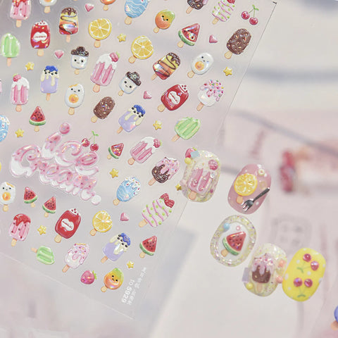 Ice Cream Party Nail Stickers | Kawaii Dessert Nail Art Decals - image 5