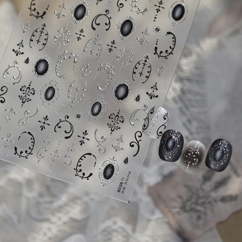 Ink Floral Nail Stickers | Vintage Flower Nail Art Decals - image 3
