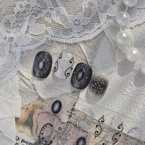 Ink Floral Nail Stickers | Vintage Flower Nail Art Decals - image 4