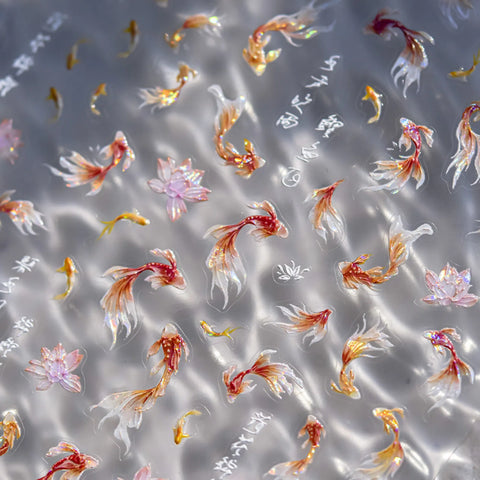 Iridescent Koi Fish Nail Stickers | Summer Pond Nail Art Decals - image 4