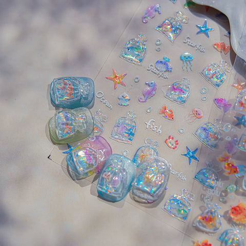 Jelly Ocean Nail Stickers | Starfish Shell Nail Art Decals - image 1