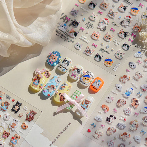 Kawaii Cat Face Nail Stickers | Cute Cartoon Nail Art Decals - image 2