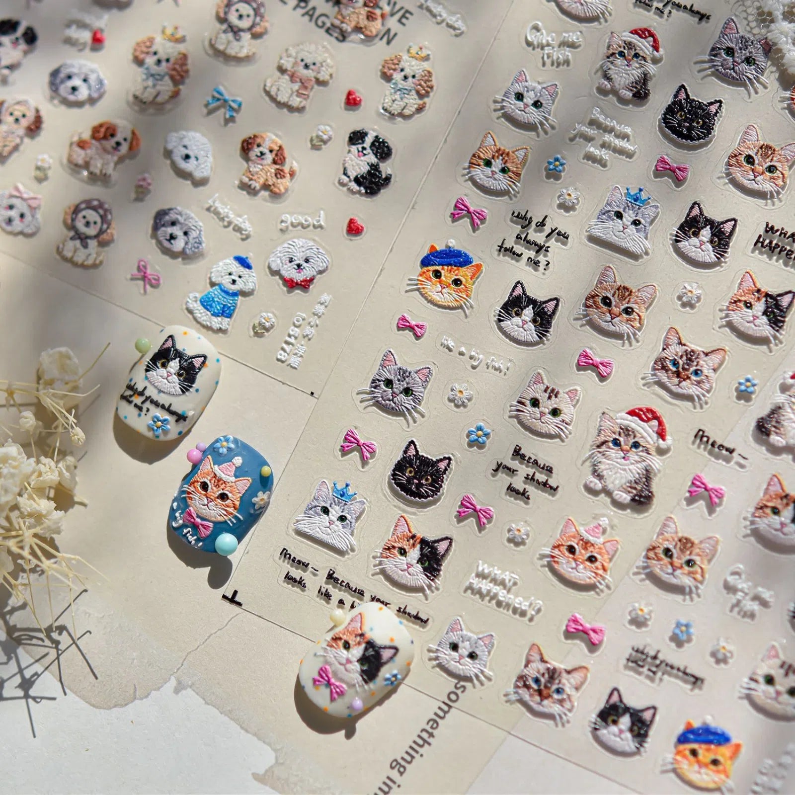 Kawaii Cat Face Nail Stickers | Cute Cartoon Nail Art Decals - image 3