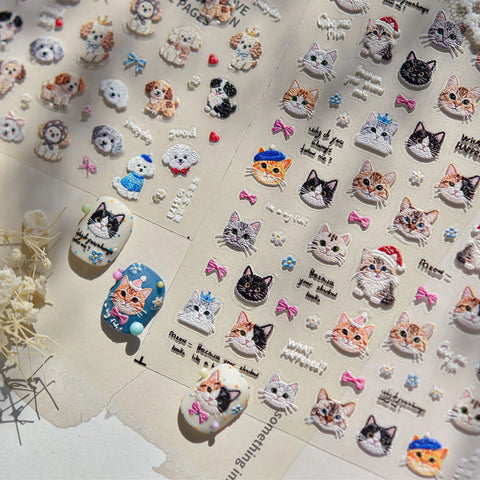 Kawaii Cat Face Nail Stickers | Cute Cartoon Nail Art Decals - image 3