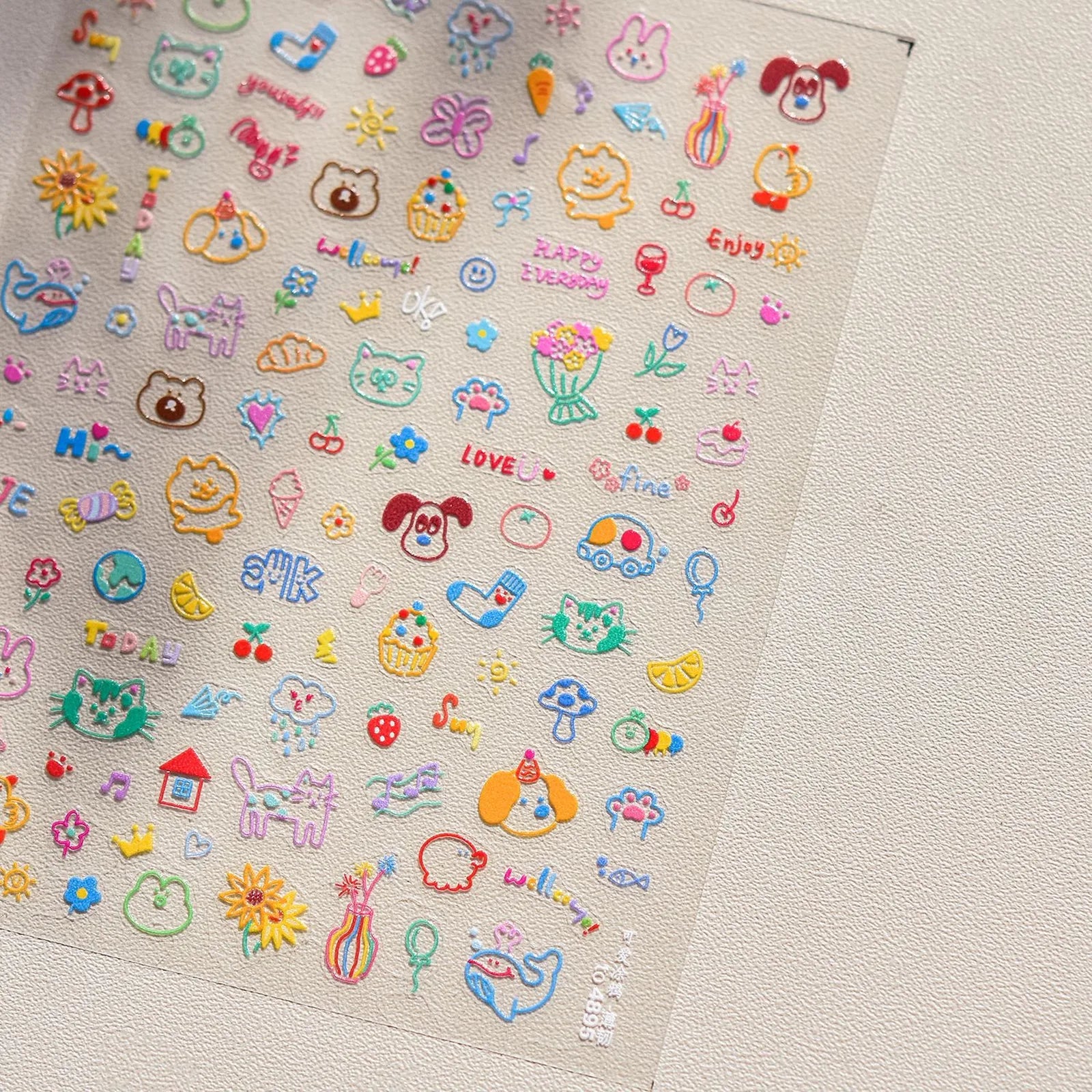 Kawaii Doodle Nail Stickers | Cartoon Nail Art Decals - image 1