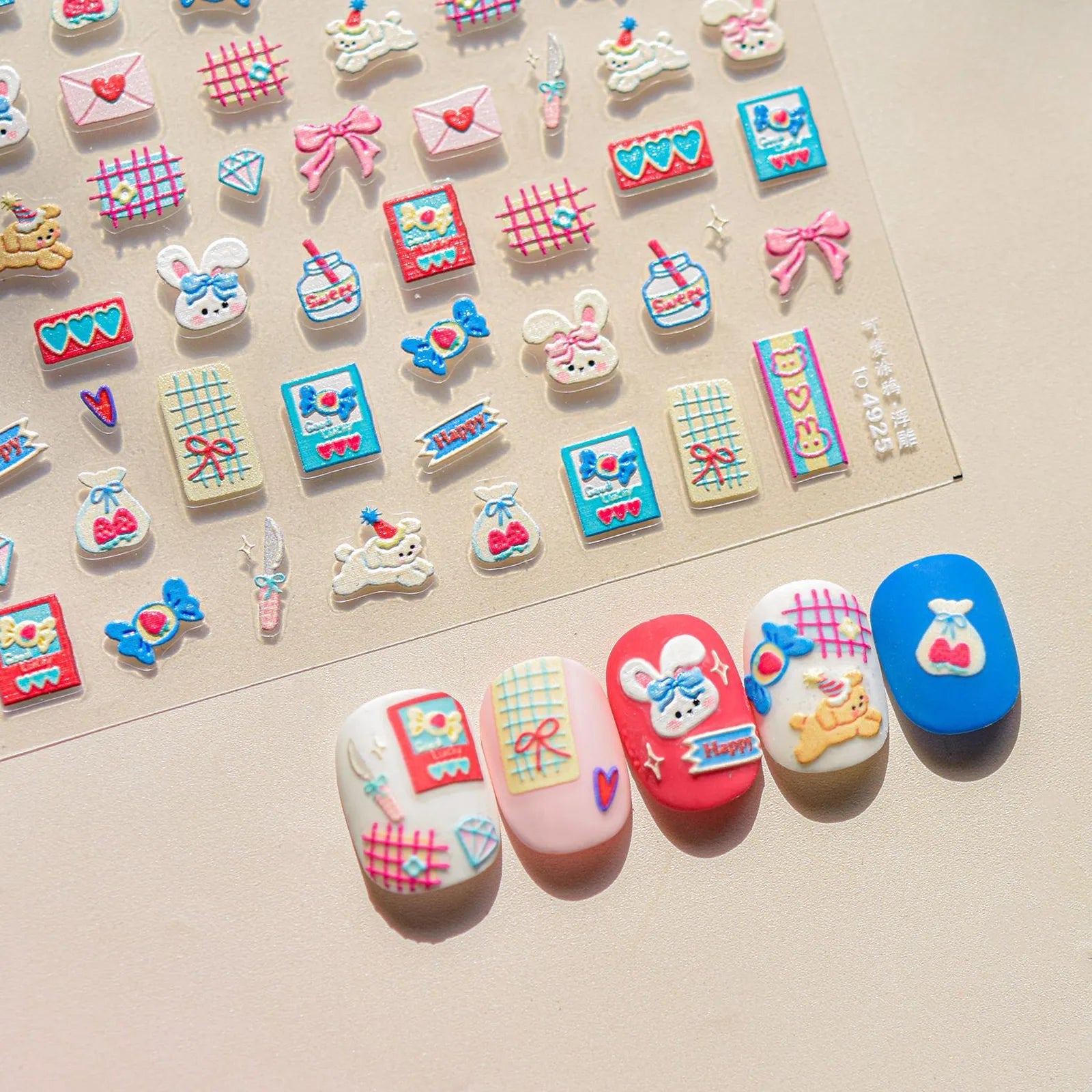 Kawaii Doodle Nail Stickers | Cartoon Nail Art Decals - image 3