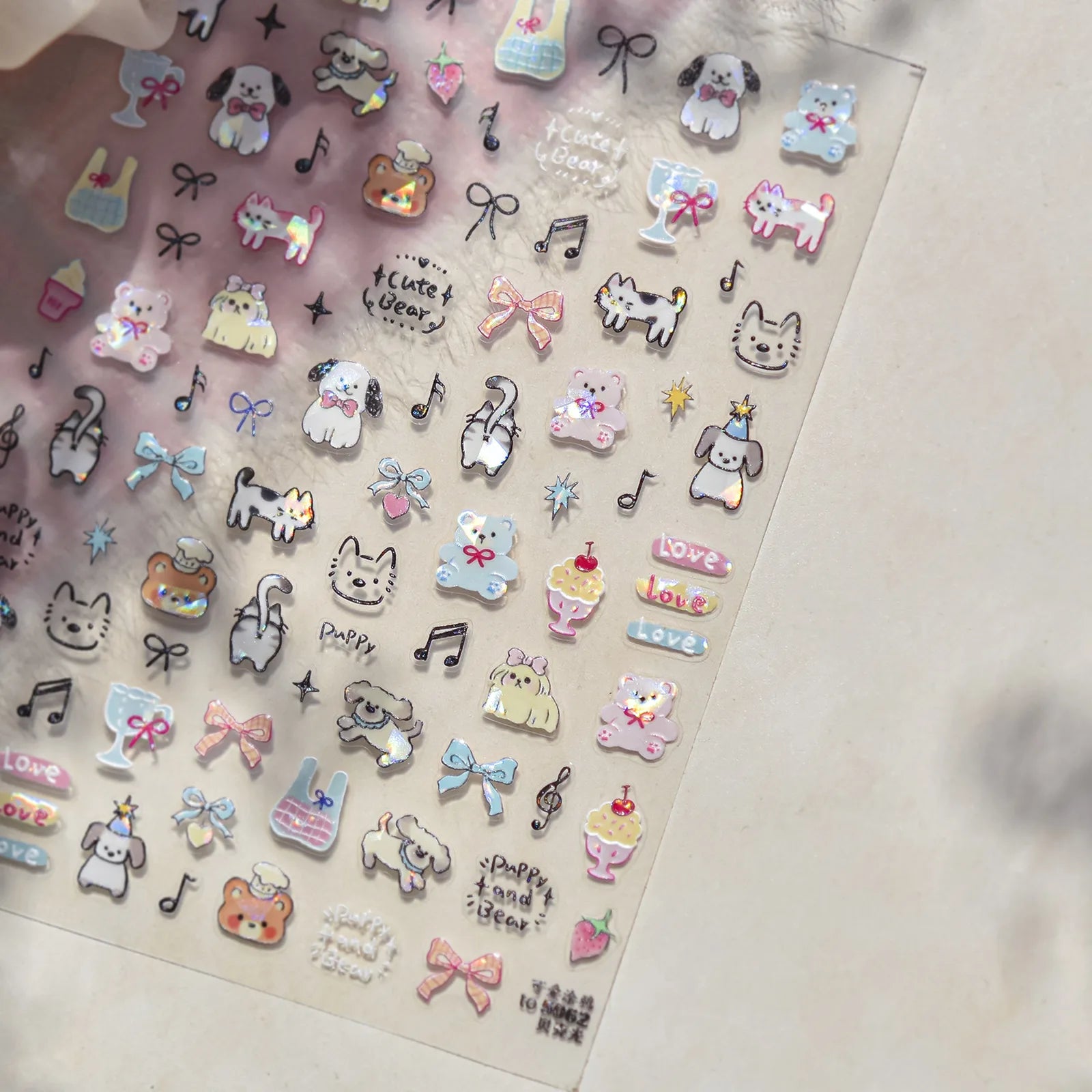 Kawaii Doodle Nail Stickers | Cute Cat Nail Art Decals - image 4