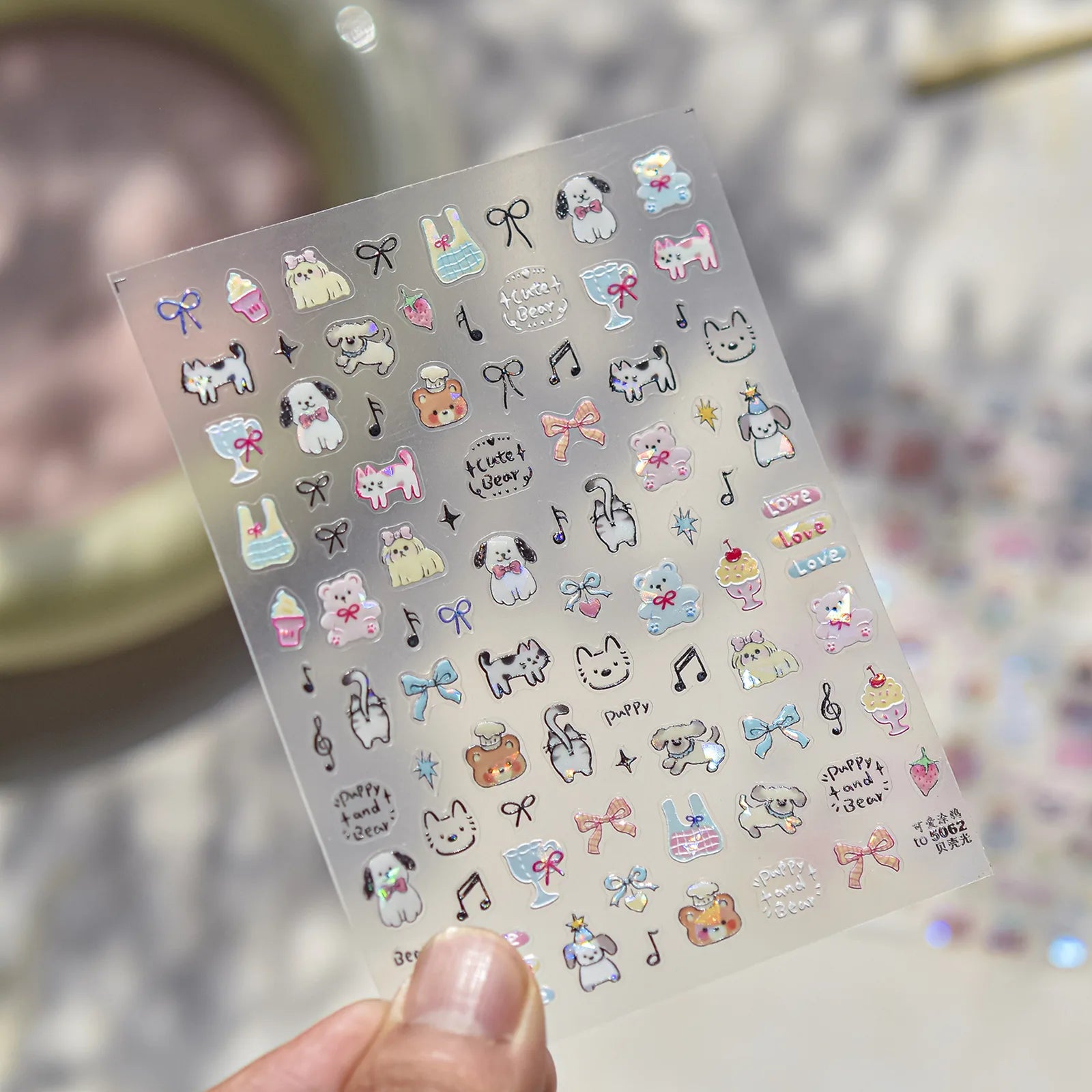 Kawaii Doodle Nail Stickers | Cute Cat Nail Art Decals - image 6