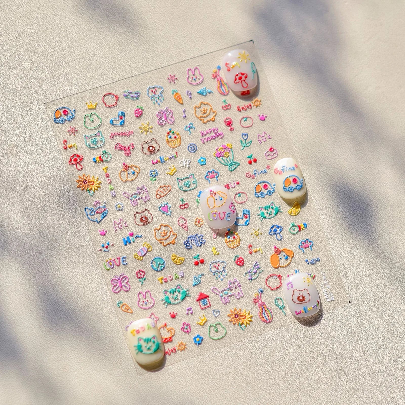 Kawaii Doodle Nail Stickers | Cartoon Nail Art Decals - image 6