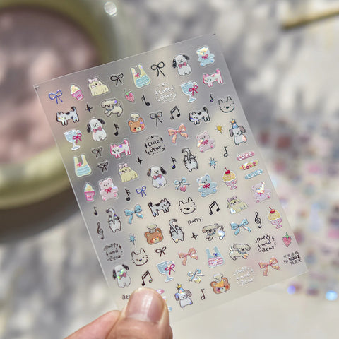 Kawaii Doodle Nail Stickers | Cute Cat Nail Art Decals - image 6