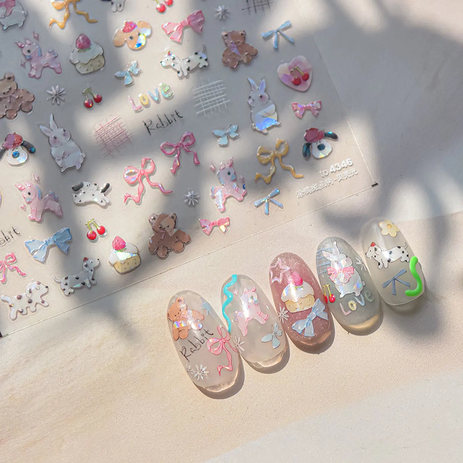 Kawaii Doodle Nail Stickers | Cute Cartoon Nail Art Decals - image 1