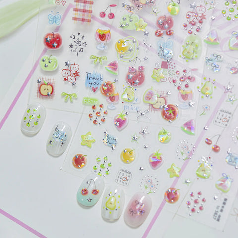 Kawaii Fruit Nail Stickers | Playful Apple Nail Art Decals - image 2