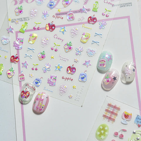 Kawaii Fruit Nail Stickers | Playful Apple Nail Art Decals - image 4
