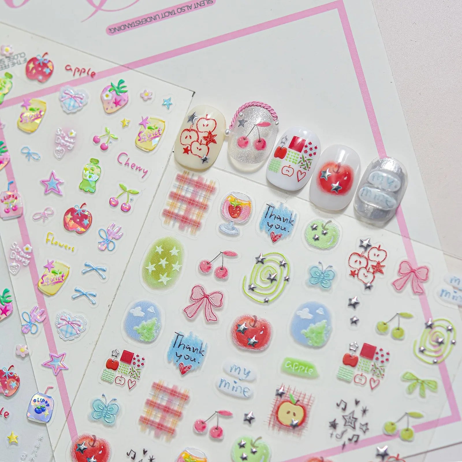 Kawaii Fruit Nail Stickers | Playful Apple Nail Art Decals - image 5