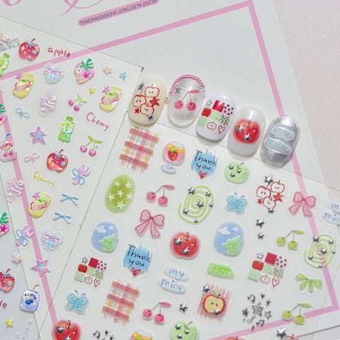 Kawaii Fruit Nail Stickers | Playful Apple Nail Art Decals - image 5