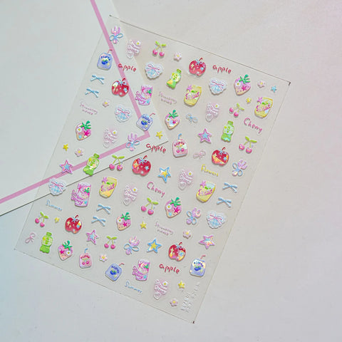 Kawaii Fruit Nail Stickers | Playful Apple Nail Art Decals - to5788 variant image