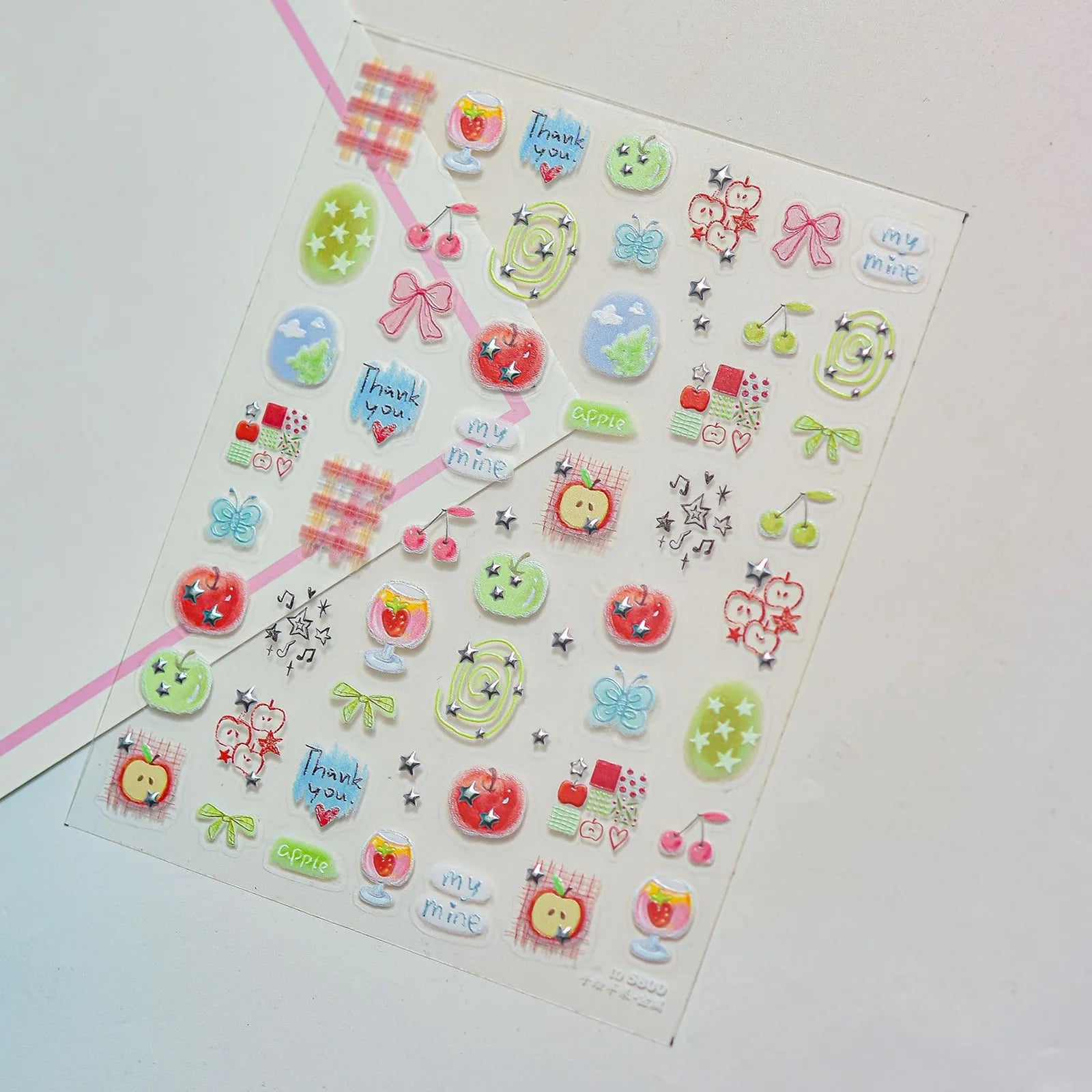 Kawaii Fruit Nail Stickers | Playful Apple Nail Art Decals - to5800 variant image
