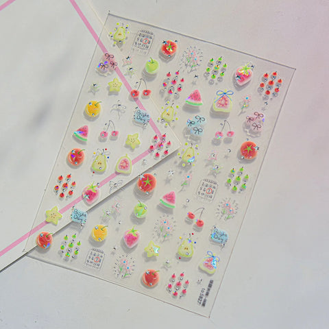 Kawaii Fruit Nail Stickers | Playful Apple Nail Art Decals - to5827 variant image
