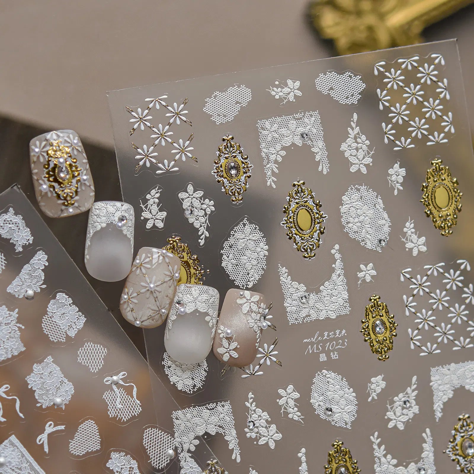 Lace Bow Nail Stickers | Coquette Nail Art Decals - image 1