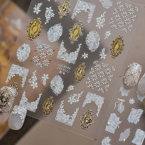 Lace Bow Nail Stickers | Coquette Nail Art Decals - image 2