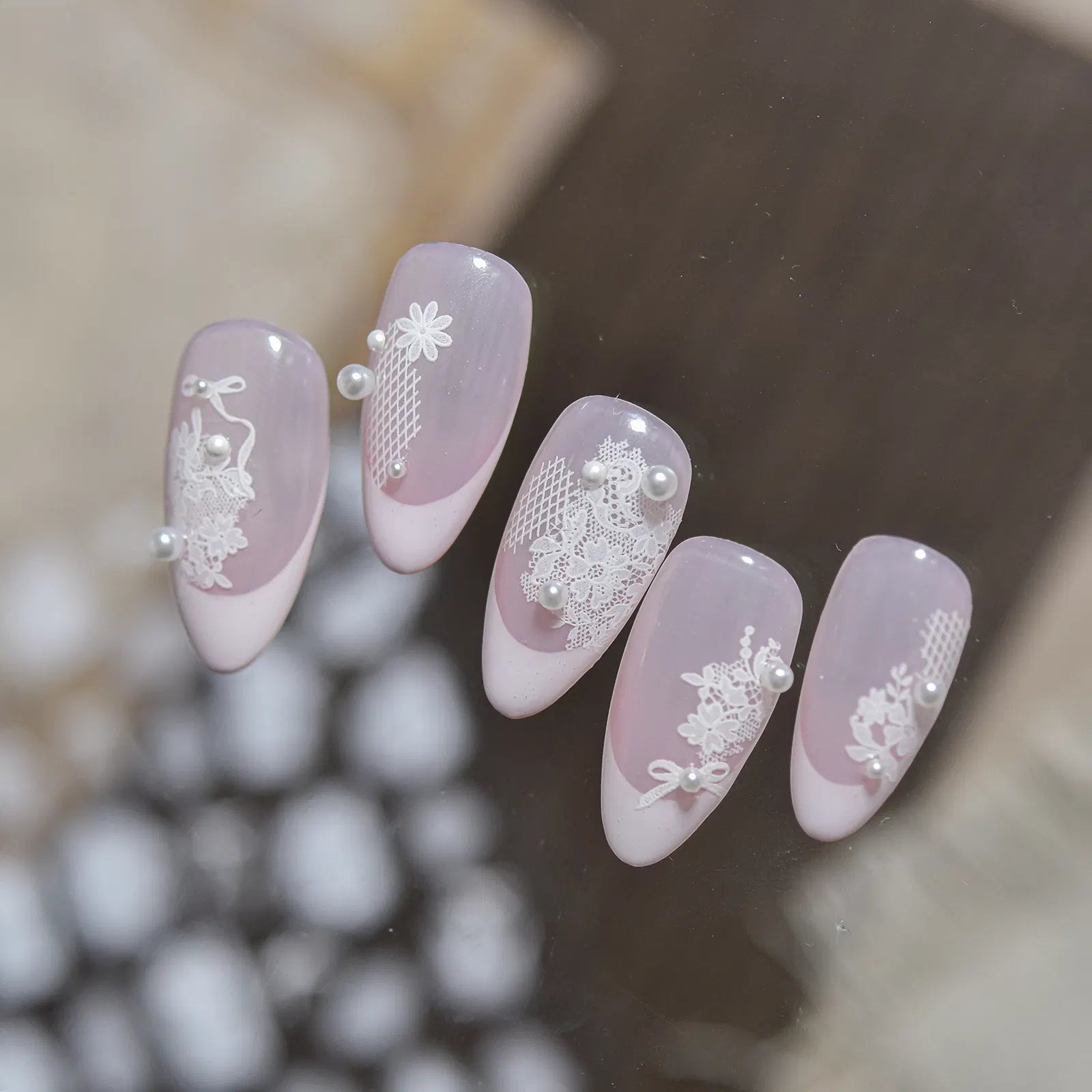 Lace Bow Nail Stickers | Coquette Nail Art Decals - image 4