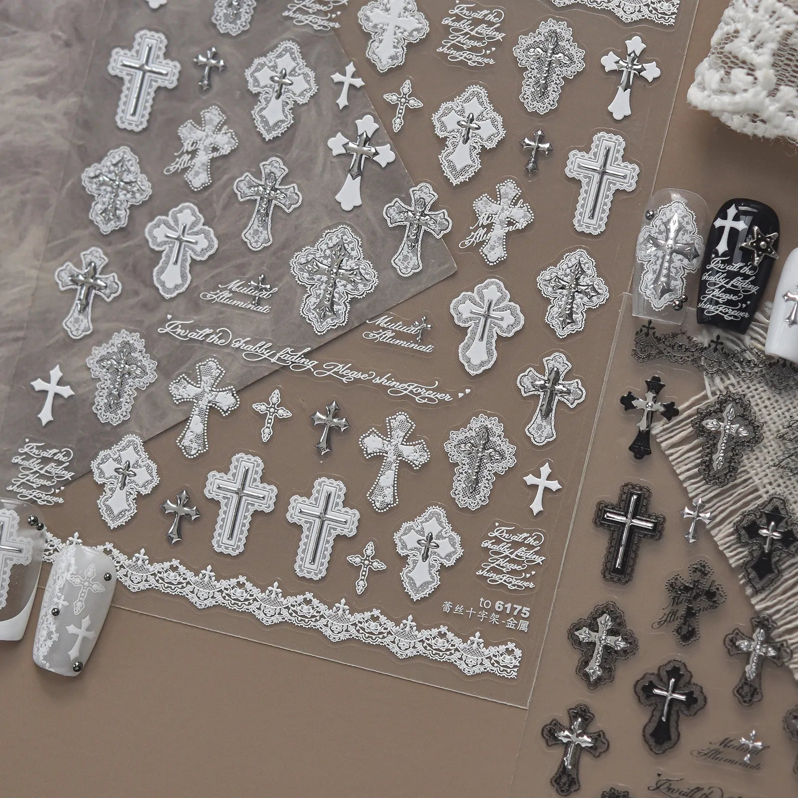 Lace Cross Nail Stickers - nail art product image 1