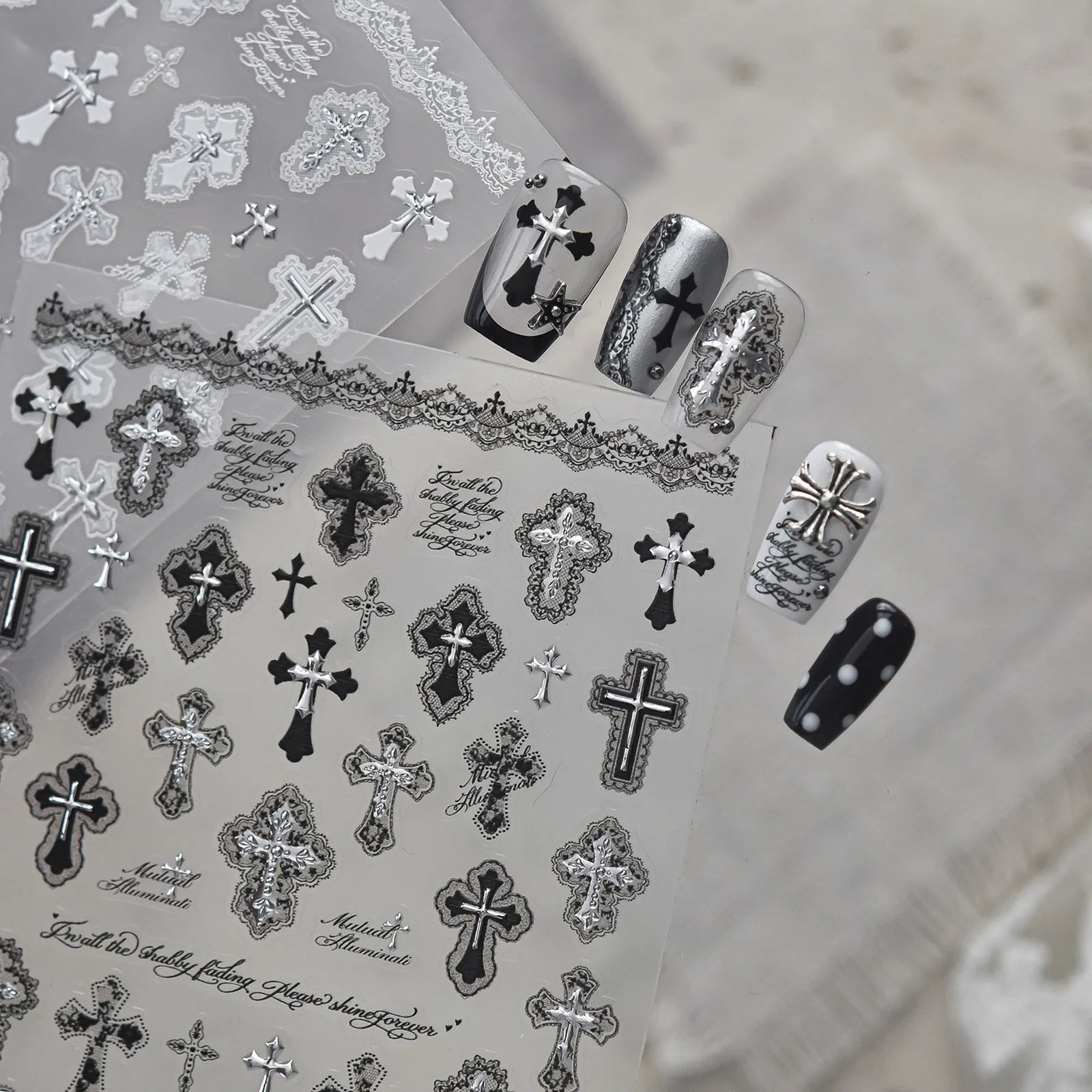 Lace Cross Nail Stickers - nail art product image 2