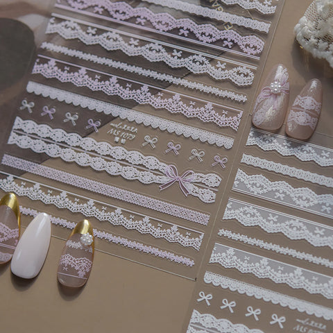 Lace French Nail Stickers | Coquette Nail Art Decals - image 1