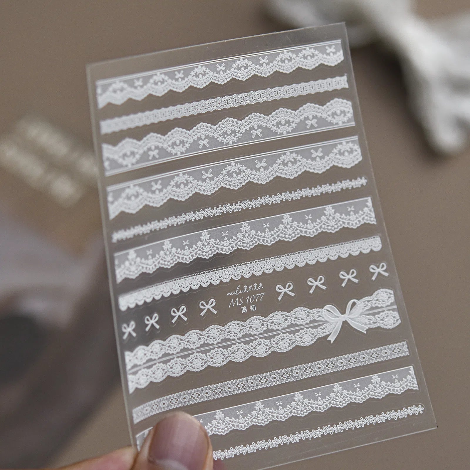 Lace French Nail Stickers | Coquette Nail Art Decals - MS1077 variant image