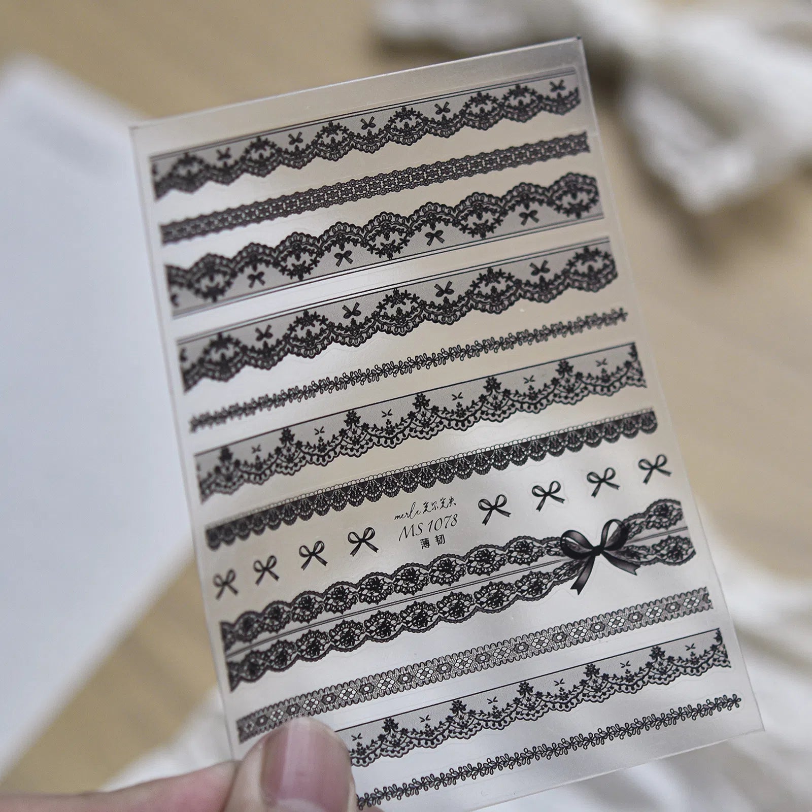 Lace French Nail Stickers | Coquette Nail Art Decals - MS1078 variant image