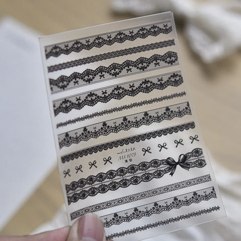 Lace French Nail Stickers | Coquette Nail Art Decals - MS1078 variant image