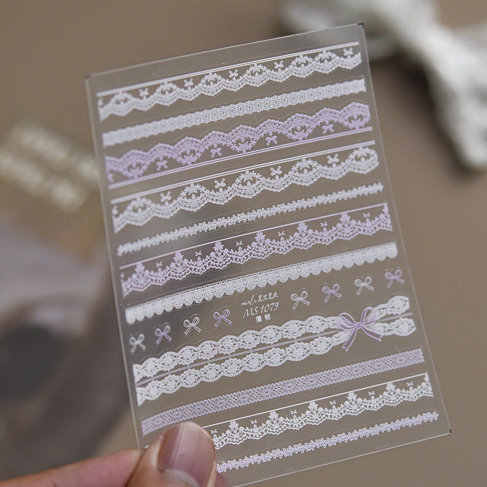 Lace French Nail Stickers | Coquette Nail Art Decals - MS1079 variant image
