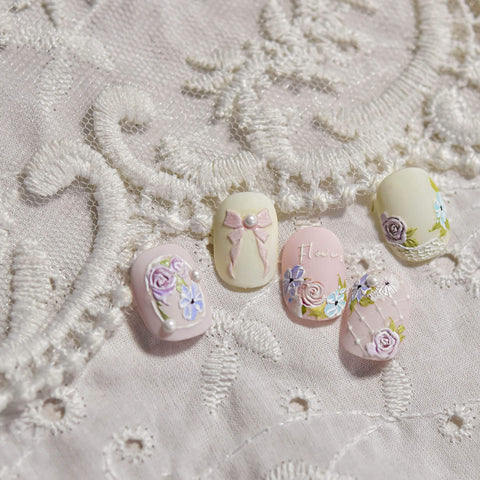 Flower And Lace Nail Stickers, Flower Nail Decals, Aesthetic Nail Art, Lace Nail Decals, Wedding Nail Stickers, Wedding Manicure, to5089