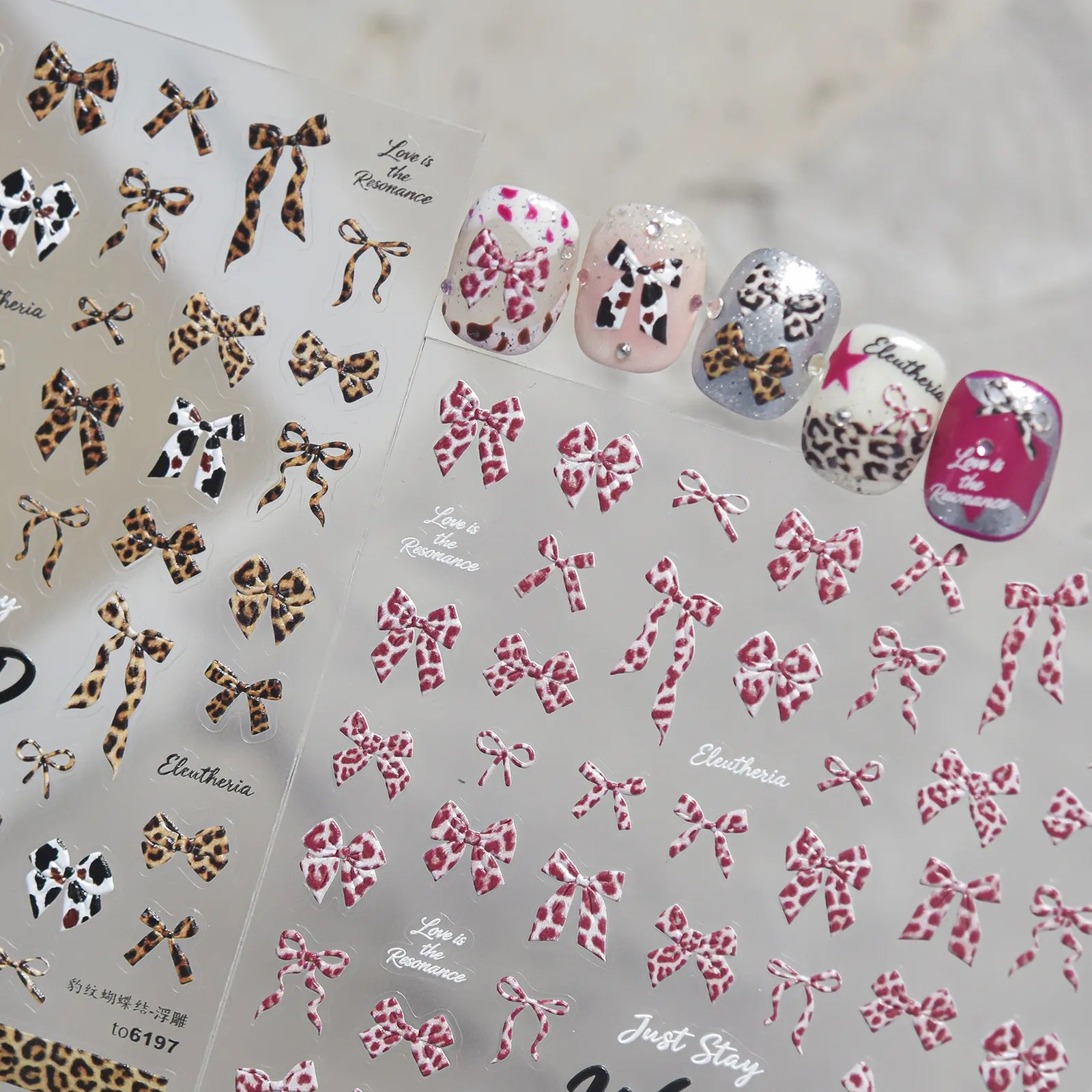 Leopard Bow Nail Stickers - nail art product image 1