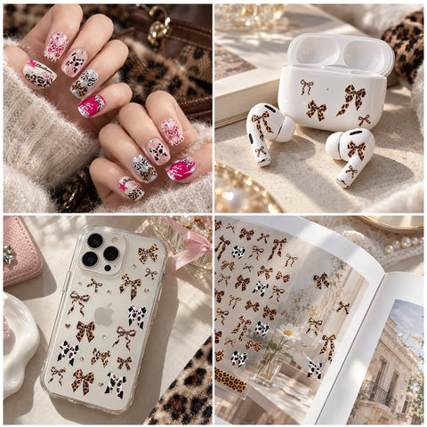 Leopard Bow Nail Stickers - nail art product image 2
