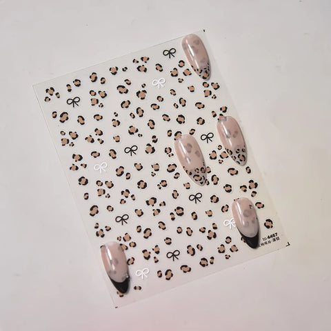 Leopard Bow Nail Stickers | Retro Coquette Nail Art Decals - image 3