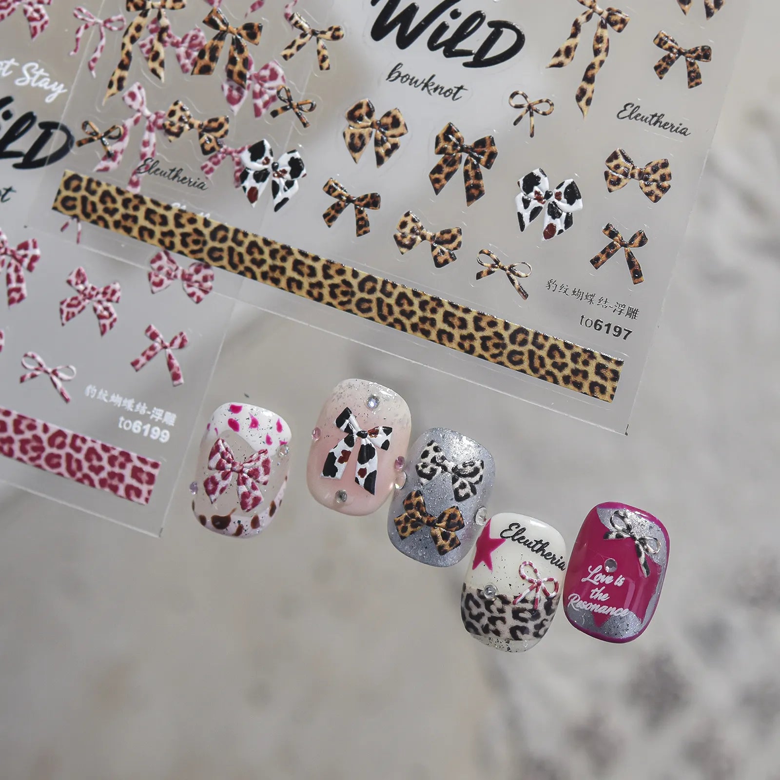 Leopard Bow Nail Stickers - nail art product image 6