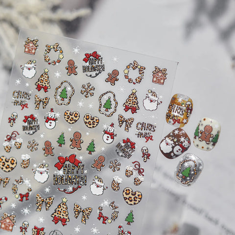 Leopard Christmas Nail Stickers | Kawaii Holiday Nail Art Decals - image 2
