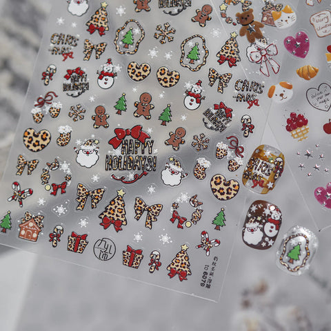 Leopard Christmas Nail Stickers | Kawaii Holiday Nail Art Decals - image 3