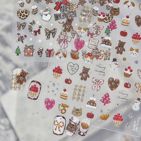 Leopard Christmas Nail Stickers | Kawaii Holiday Nail Art Decals - image 4