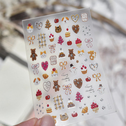 Leopard Christmas Nail Stickers | Kawaii Holiday Nail Art Decals - to6073 variant image