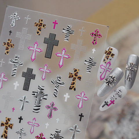 Leopard Cross Nail Stickers - nail art product image 1
