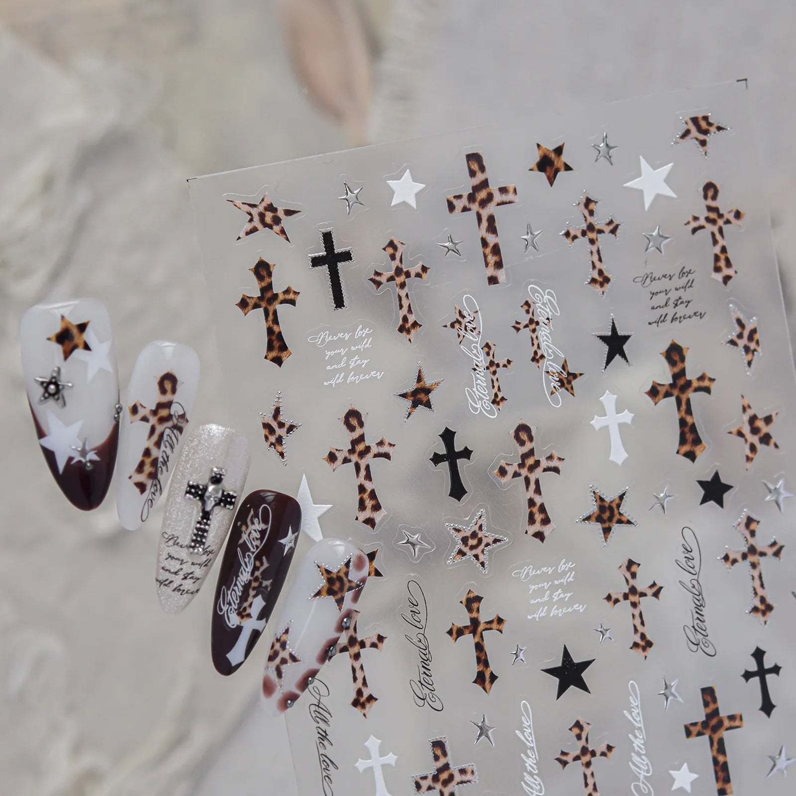 Leopard Cross Nail Stickers - nail art product image 2