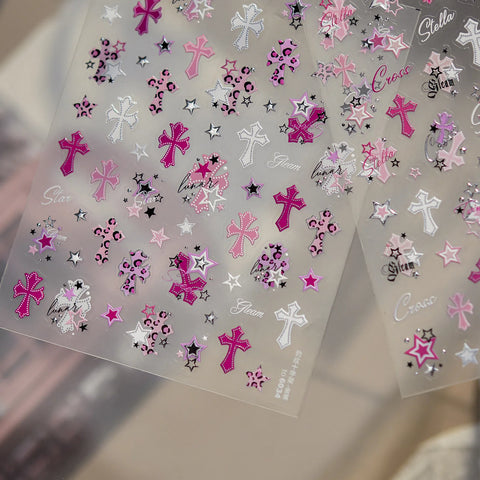 Leopard Cross Nail Stickers | Dark Grunge Nail Art Decals - image 2