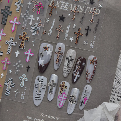 Leopard Cross Nail Stickers - nail art product image 3