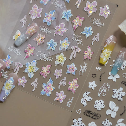 Lily Flower Nail Stickers | Vintage Floral Nail Art Decals - image 1